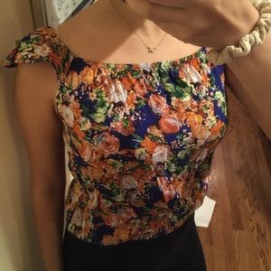 Blue Top with Flowers